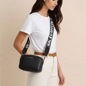 Karl Lagerfeld Black Travel Crossbody with Logo Strap